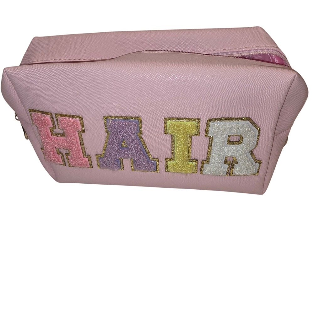 Pink "HAIR" Makeup Bag Cosmetic Travel Pouch Zippered Pouch Organizer